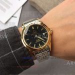 Perfect Replica Omega Deville Black Dial All Gold Smooth Case 40mm Watch